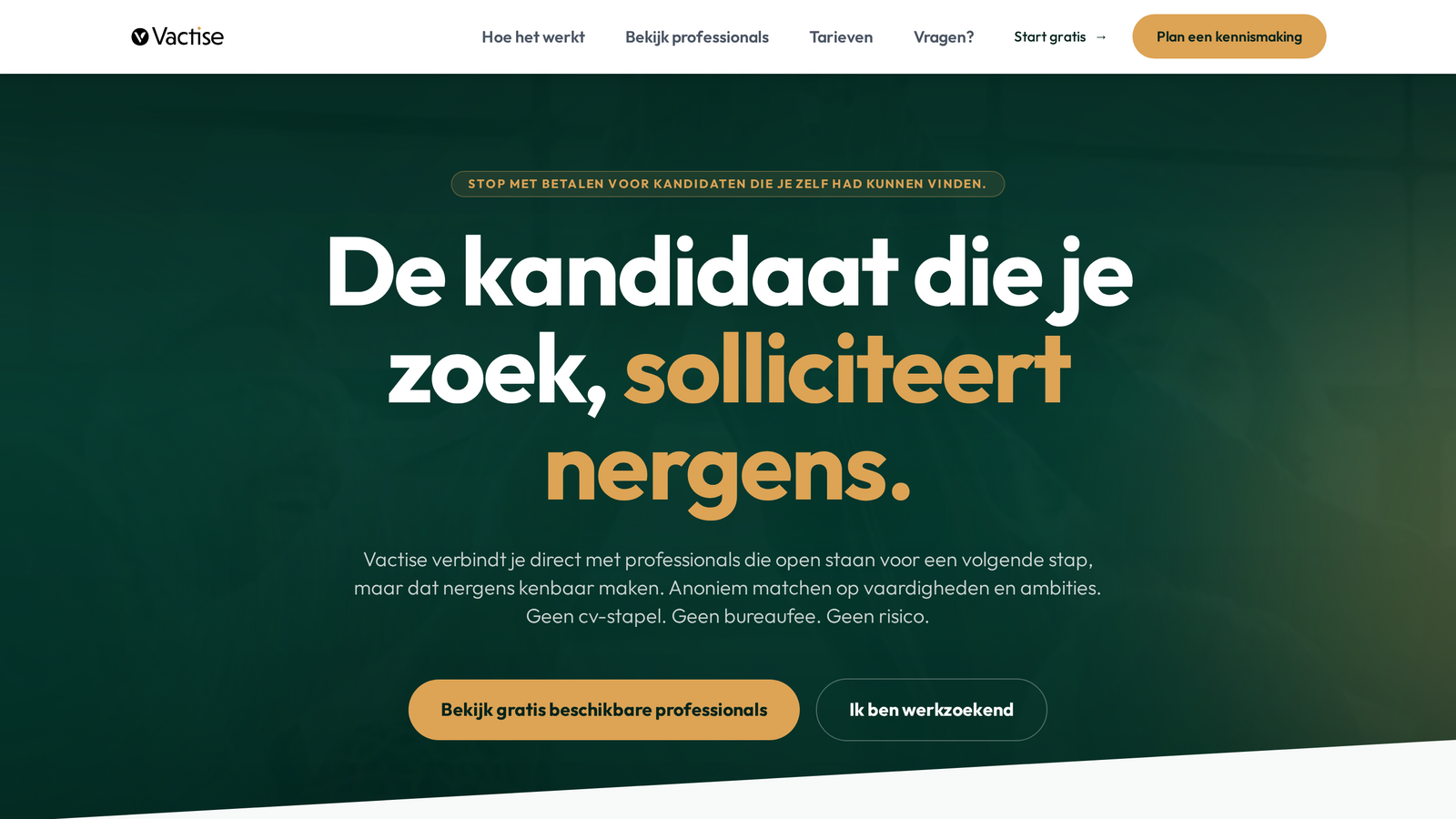Vactise - Landingspagina voor Werkgevers